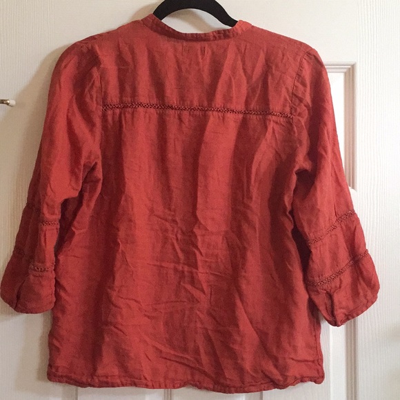Hinge 3/4 Sleeve Orange Boho Shirt - Picture 6 of 8